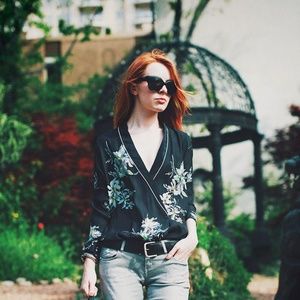 Zara floral pyjamas top blouse jacket